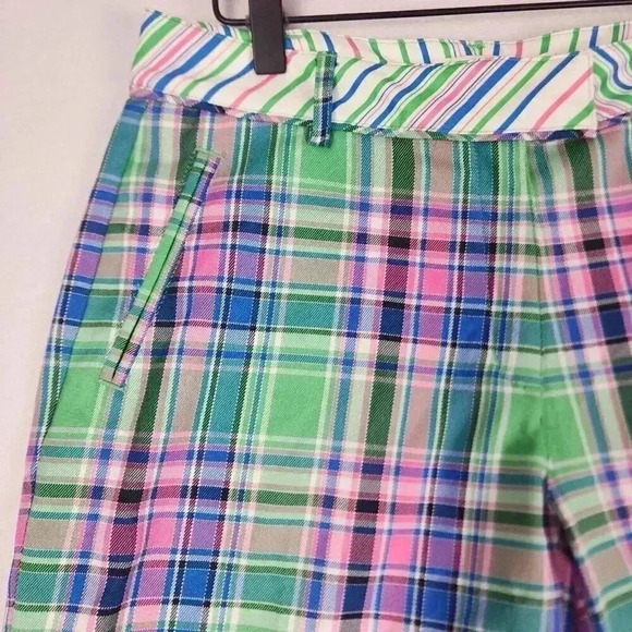 Lady Hagen Women Golf Shorts Size 4 Preppy Plaid Bright Green Pink Blue - Picture 3 of 14